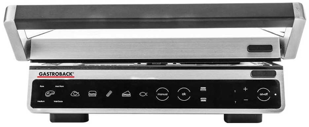 GASTROBACK Design BBQ Advanced Smart Kontaktgrill – kompakt geschlossen GASTROBACK 42542 Design BBQ Advanced Smart Kontaktgrill, geschlossen, schwarz-silber