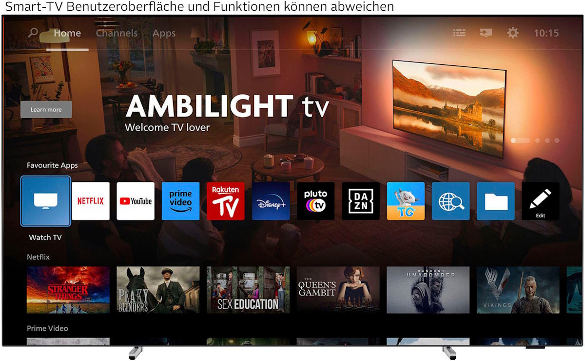 Philips 65OLED759/12 TV mit 3-seitigem Ambilight in Aktion