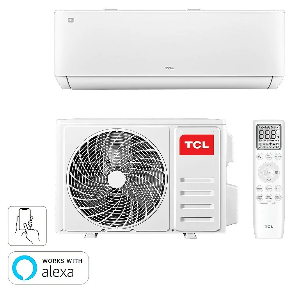 TCL Split Air Conditioner Set TAC-12CHSD/TPG11 QC | 3.4 kW | 12,000 BTU | Quick-Connect | Inverter Heat Pump | App & Alexa