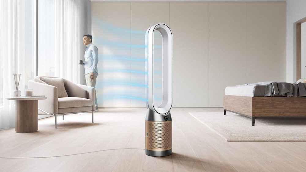 Dyson Purifier Cool PC2 De-NOx TP12 Turmventilator & Luftreiniger | HEPA H13 Filtration | K-Kohlefilter gegen NO2 | MyDyson App | Weiß/Gold