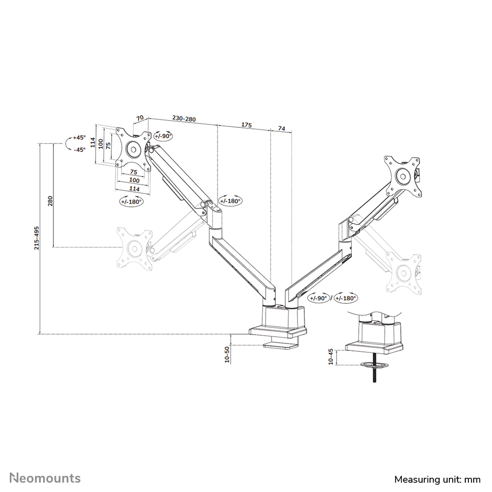 Neomounts DS70-250WH2