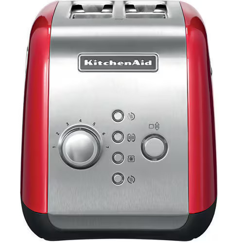 KitchenAid 5KMT221EER Toaster, Frontansicht mit Bedienelementen, Drehregler und Funktionstasten.