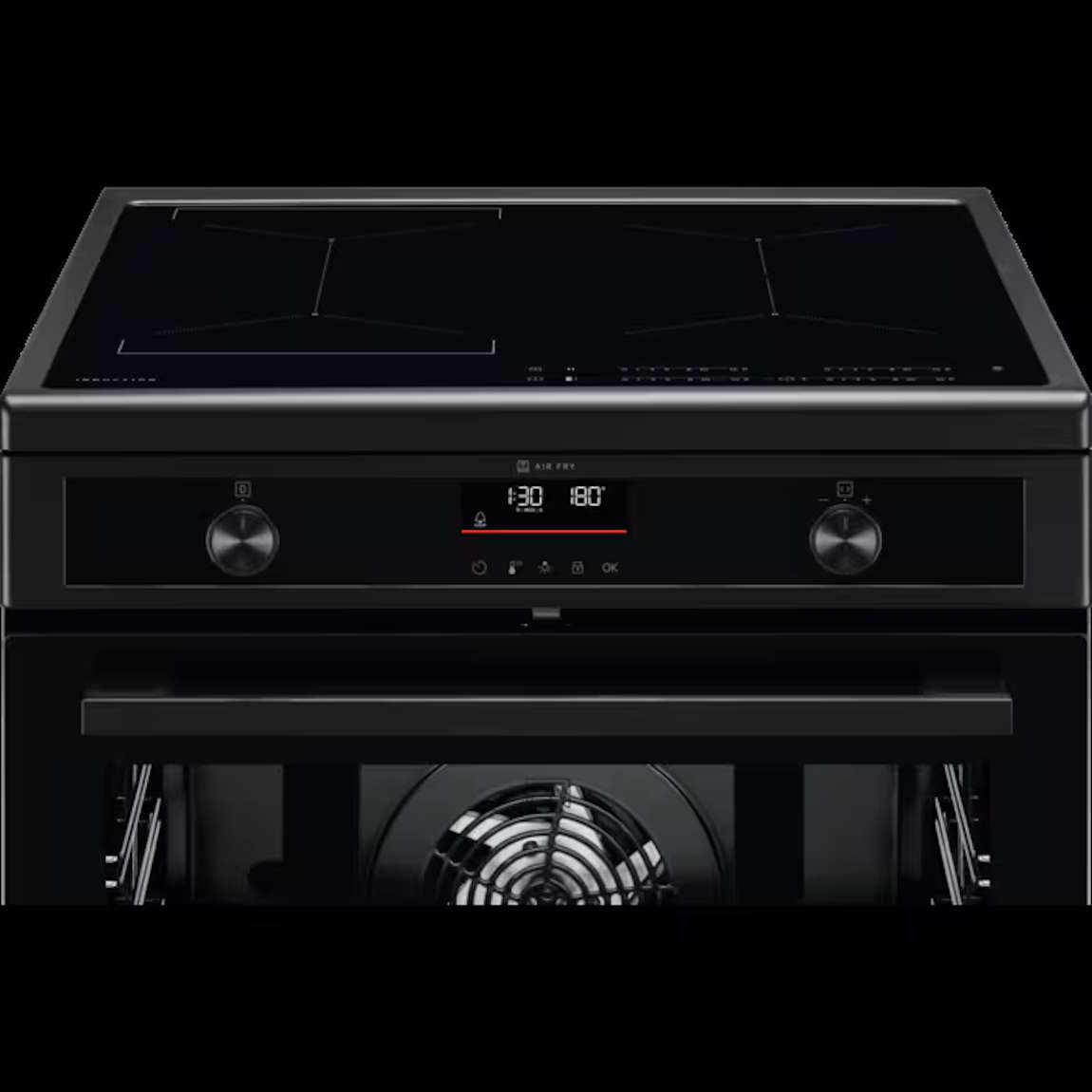 Nahaufnahme der versenkbaren Knebel und des LED-Touch-Displays an der Front.