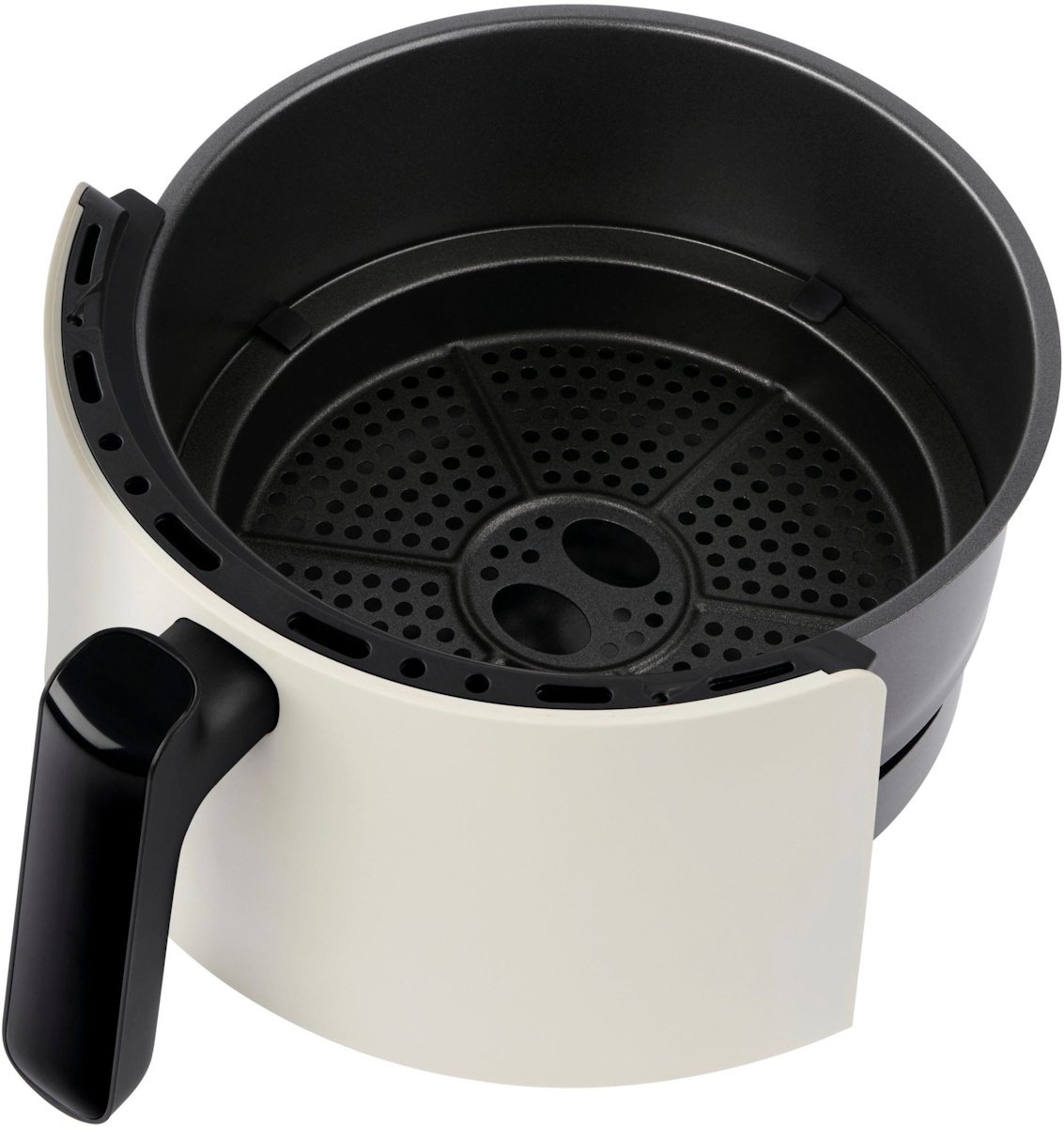 Der herausgezogene 5-Liter-Frittierkorb des SatisFry Airfryer