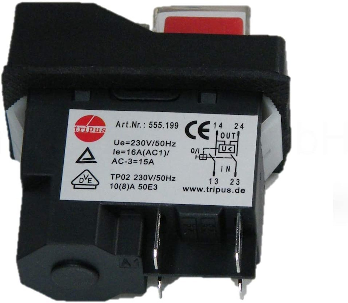 Tripus TP02A-UC Rückansicht zeigt robustes Gehäuse, Front IP 65, Rückseite ohne IP-Schutz