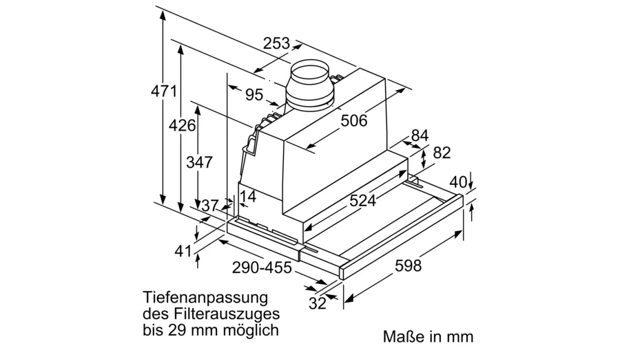 Flachschirmhaube Maße