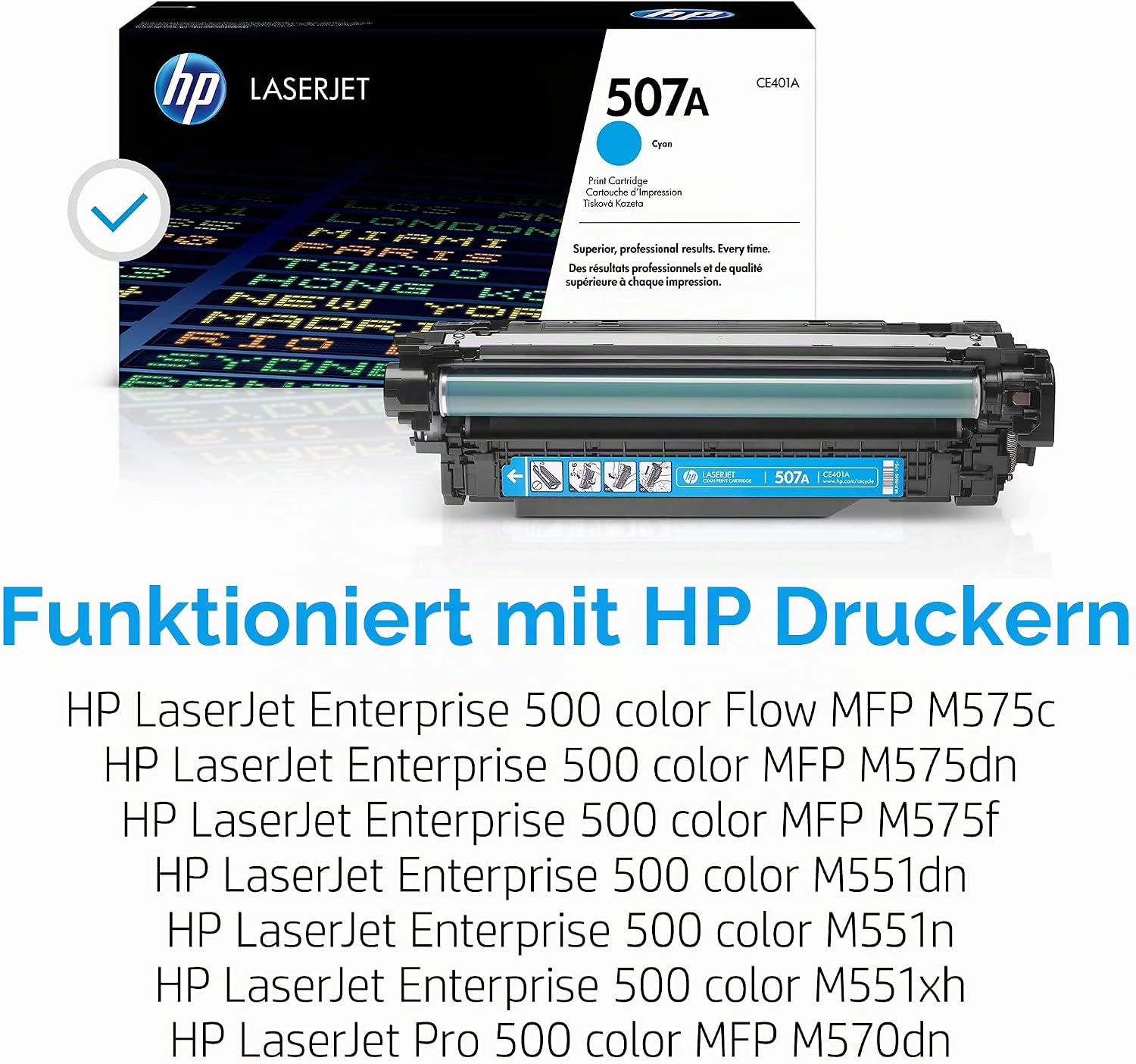 HP 507A Cyan Original LaserJet Tonerkartusche - Tonerpatrone (CE401A)