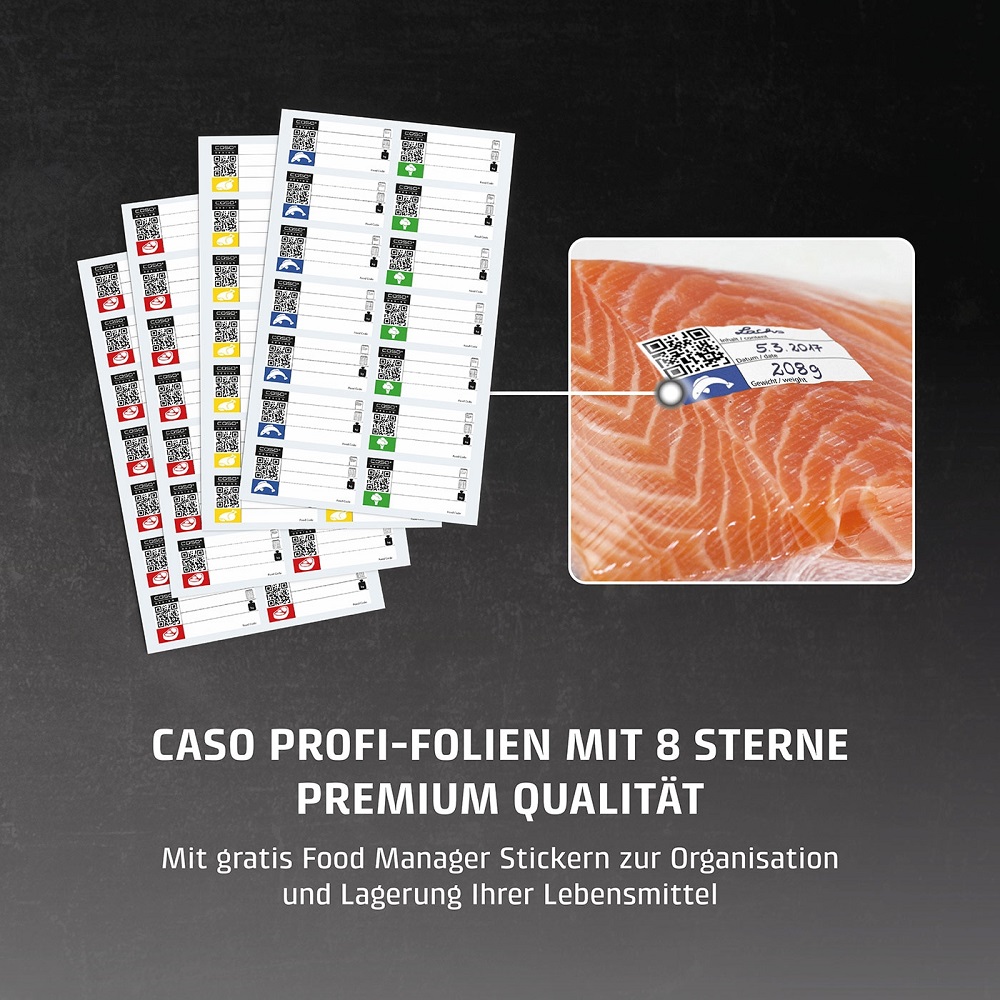 Caso Profi-Folienbeutel mit Stickern zur Organisation und Lagerung