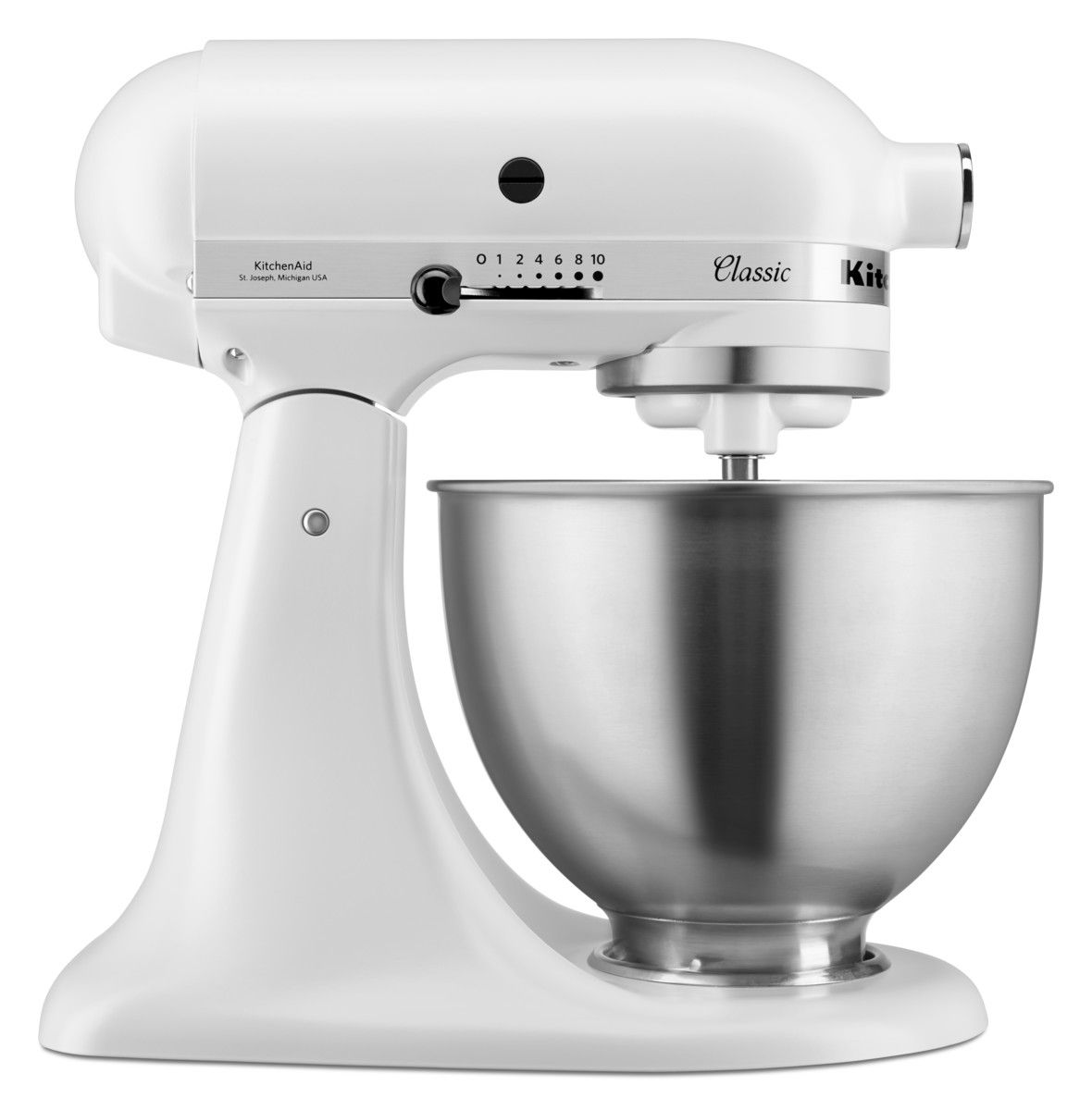 KitchenAid Classic 5K45SSEFW, 4,3 liter, Küchenmaschinen mit kippbarem Motorkopf, Weiß Matt