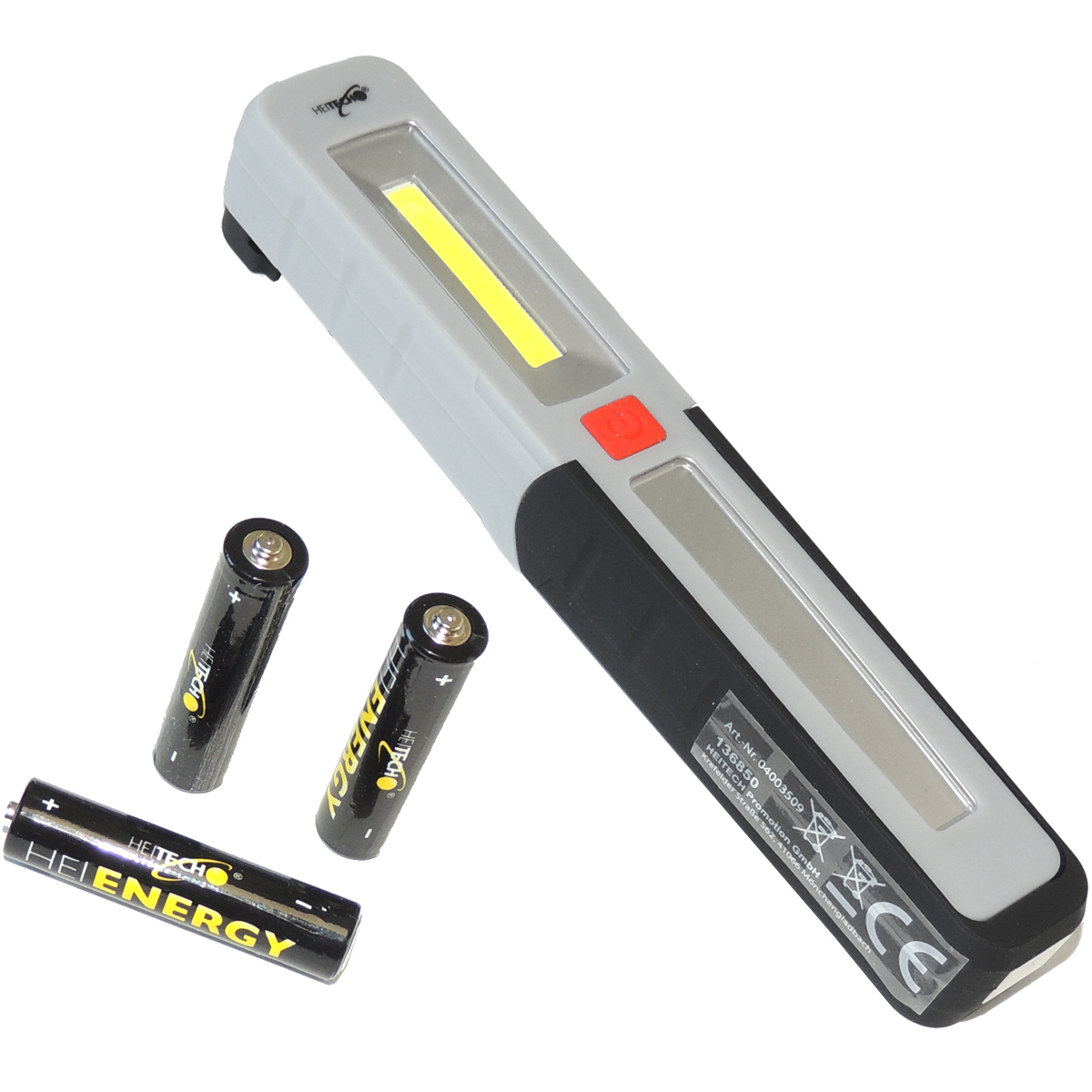 High-tech pen torch -LED pen light with 2x COB LED, grey/black