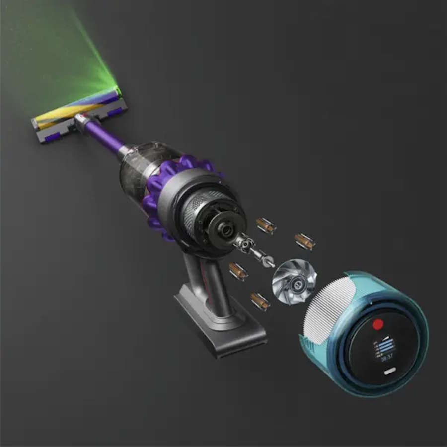 Nahaufnahme des leistungsstarken Dyson Gen5 Hyperdymium Motors mit 280 AW Saugkraft.