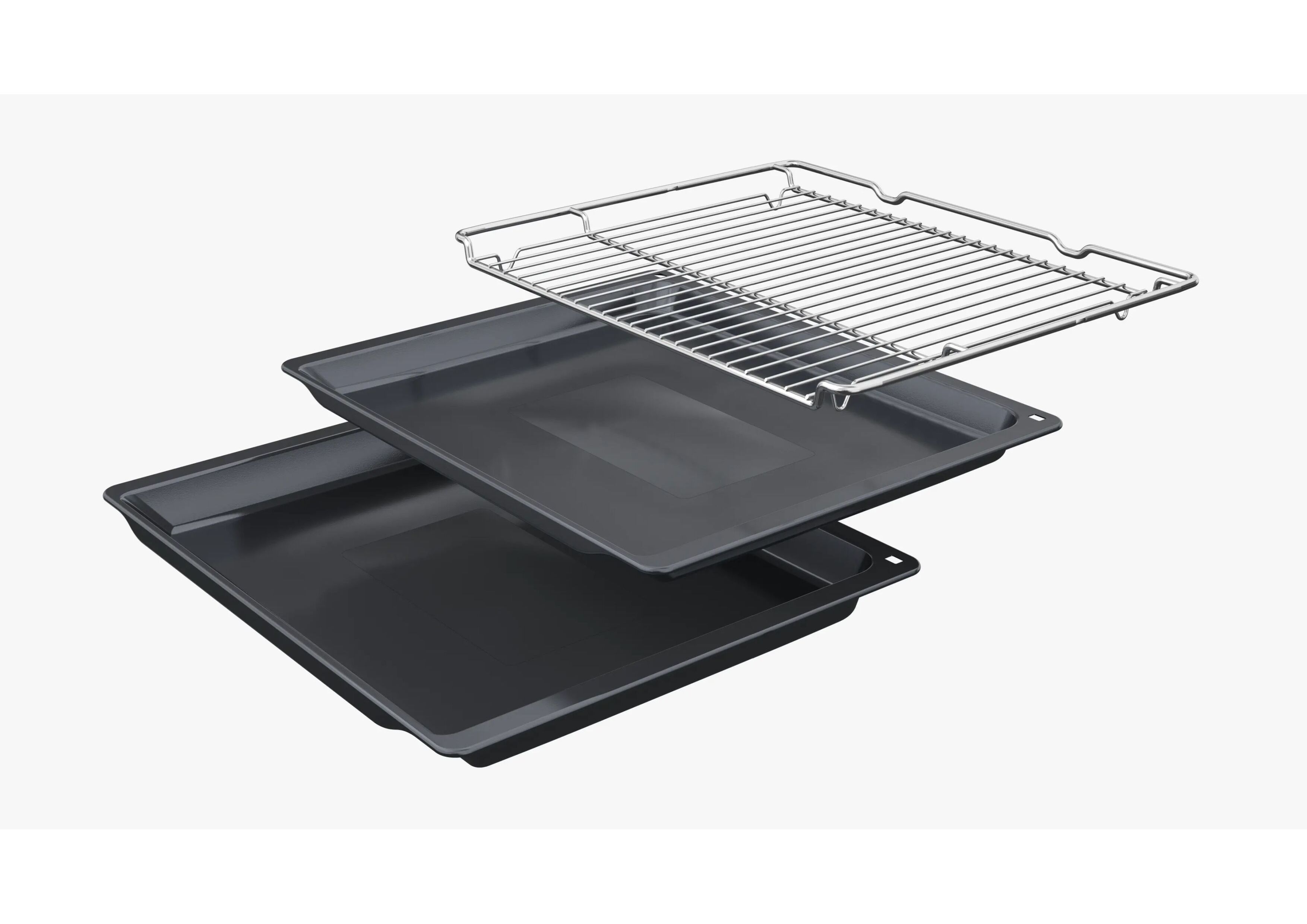 Scope of delivery consisting of two enameled baking trays and one chrome-plated combination grid.