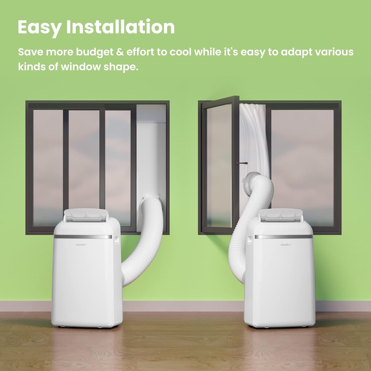 ückansicht mit installiertem Abluftschlauch für die Wärmeabfuhr