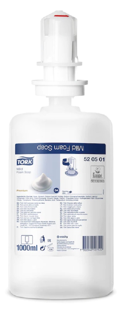 Tork Schaumseife, komplette Flasche von vorne gezeigt.