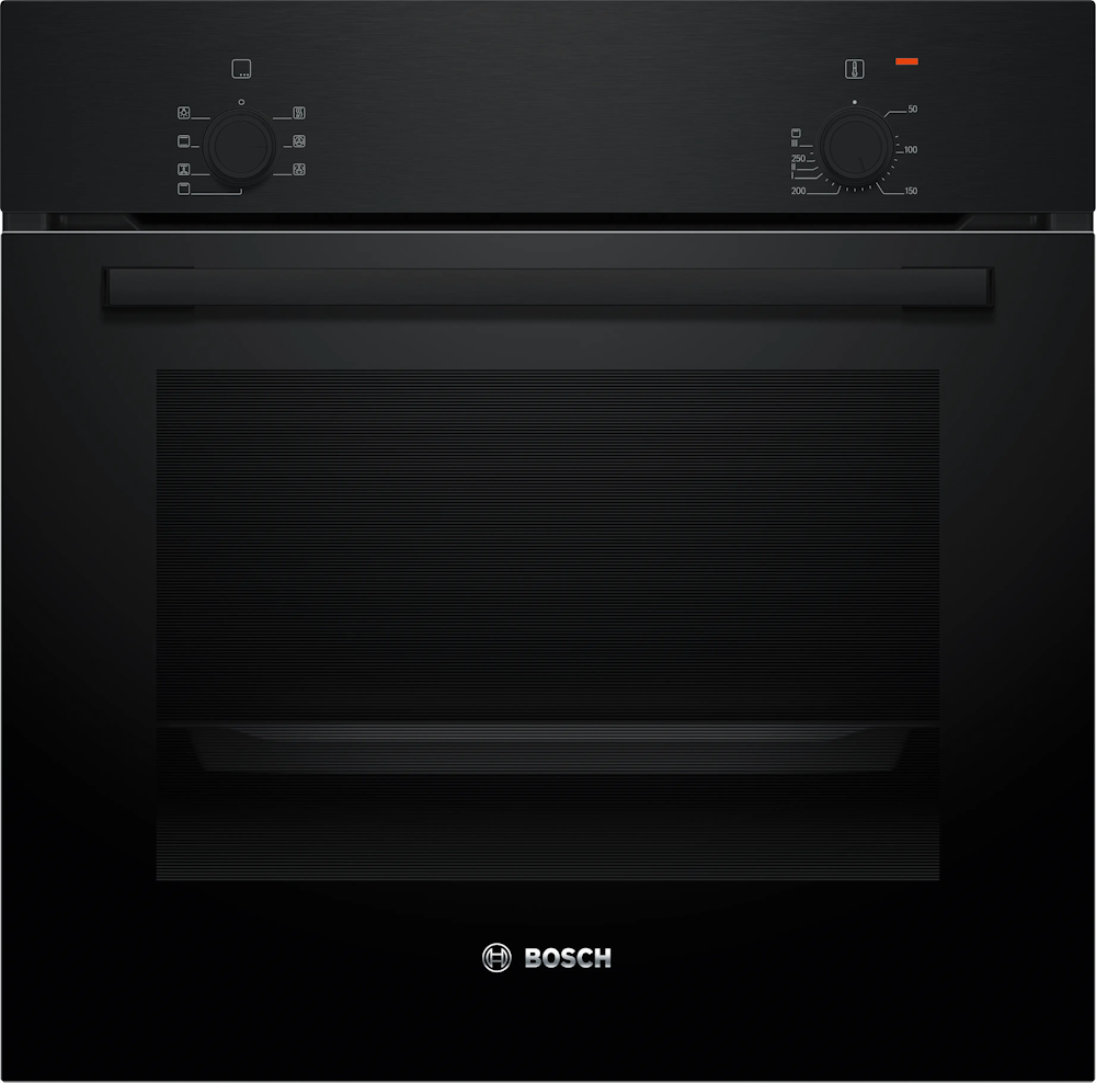 Bosch HBF010BA1 Series 2 built-in oven, black, with control dials and temperature display