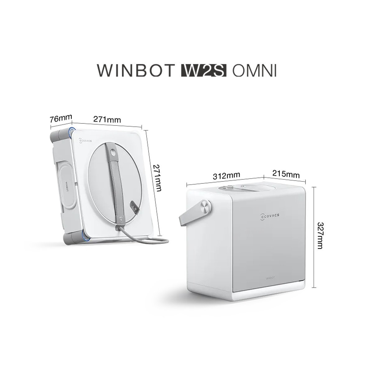 Ecovacs WINBOT W2S OMNI Window Cleaning Robot – WIN-SLAM 4.0, 6-nozzle spray, 8,000 Pa, app control, battery operation