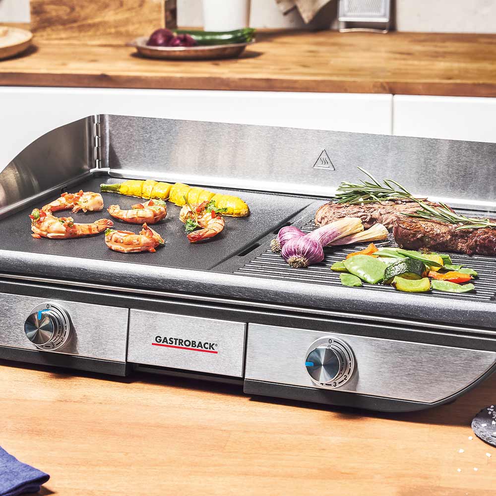 GASTROBACK 42523 – Elektro-Tischgrill mit 2 Grillflächen & 2300W