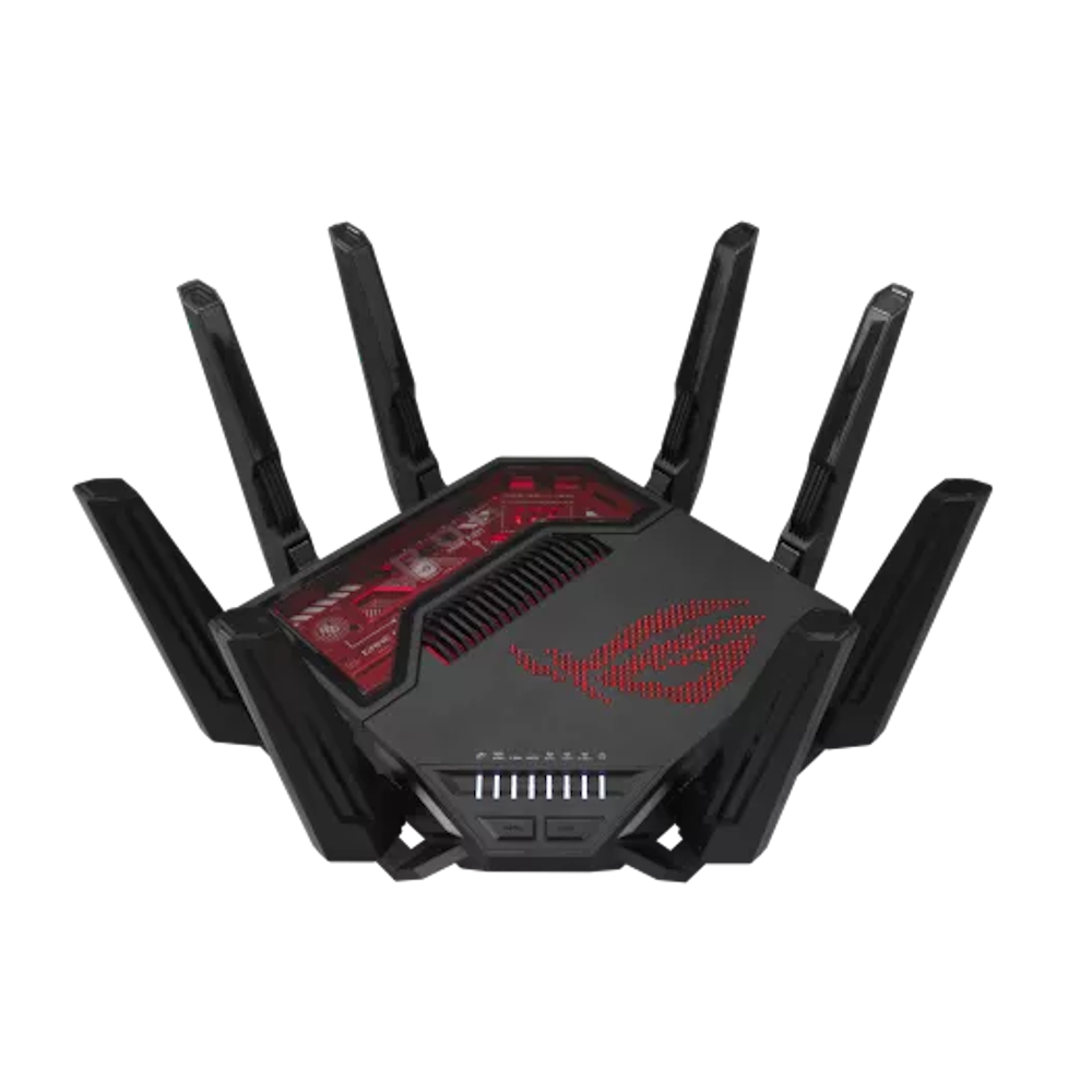 ASUS ROG Rapture GT-BE19000 WLAN-Router Multi-Gigabit Ethernet Tri-Band (2,4 GHz/5 GHz/6 GHz) Schwarz, Rot