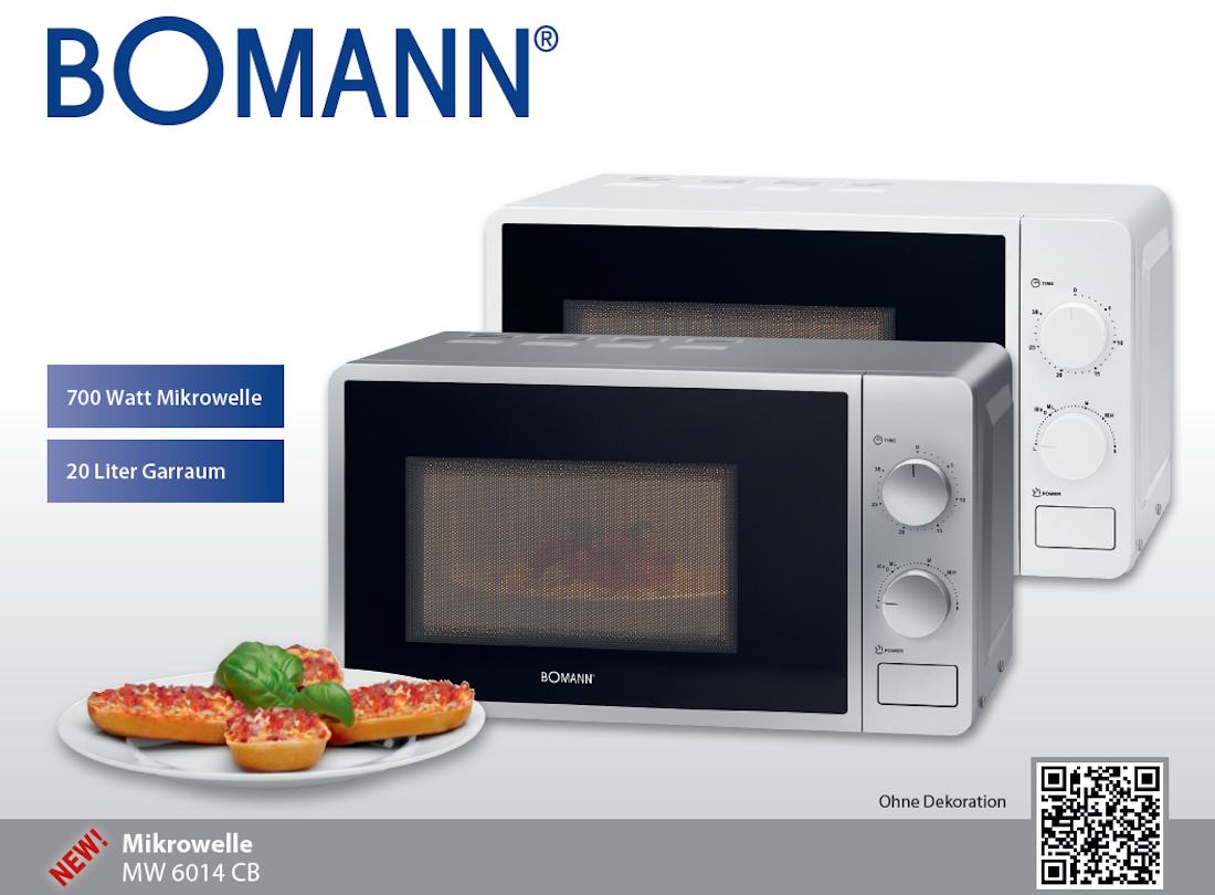 Bomann Mikrowelle MW 6014 CB Weiß und Silber