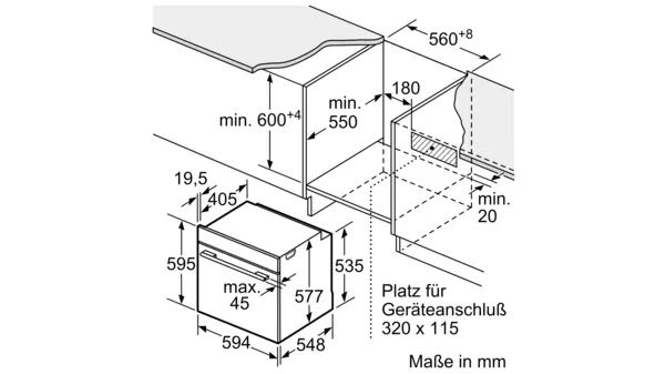 SIEMENS HB634GBS1 iQ700 Einbau Maße