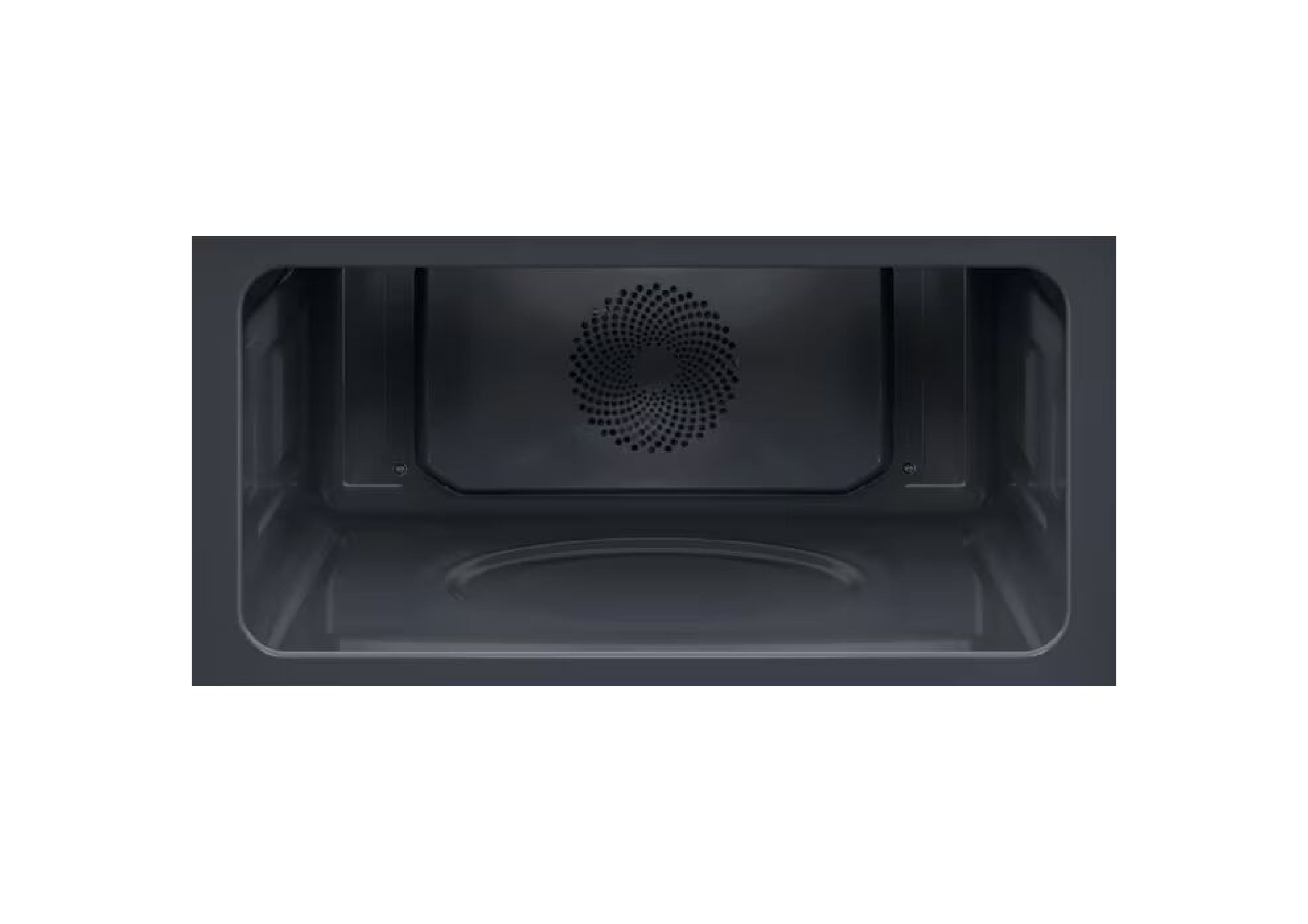 View into the empty, dark cavity of the AEG compact oven.