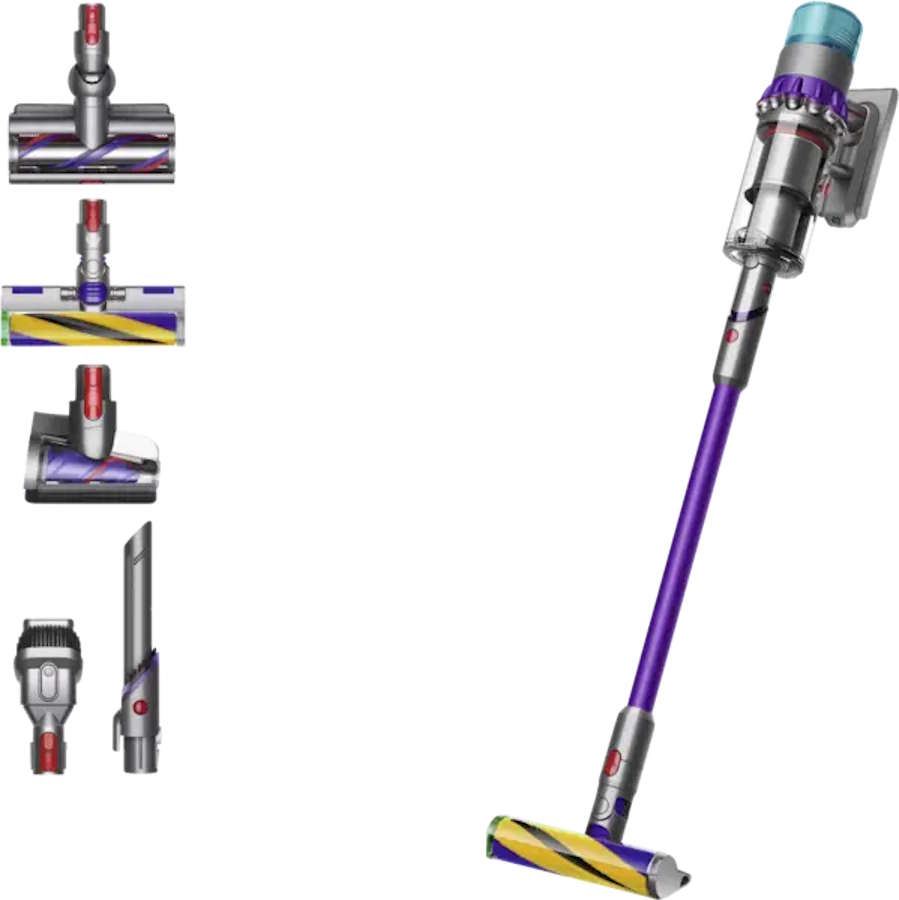 Dyson Gen5detect Absolute Purple kabelloser Staubsauger in der Totalen.