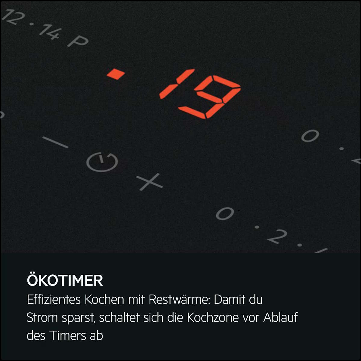 Display of the three-stage residual heat indicator for post-cooking safety.