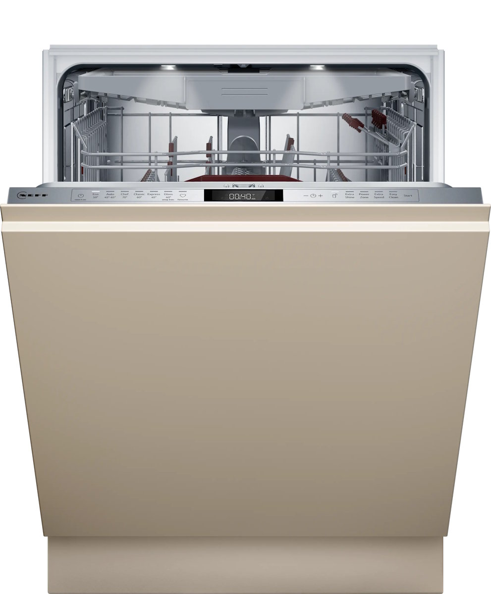Neff S257ZCX18E vollintegrierbarer Einbaugeschirrspüler 60 cm in Frontansicht, Energieeffizienzklasse B, 40 dB, Zeolith-Trocknung, 14 Maßgedecke