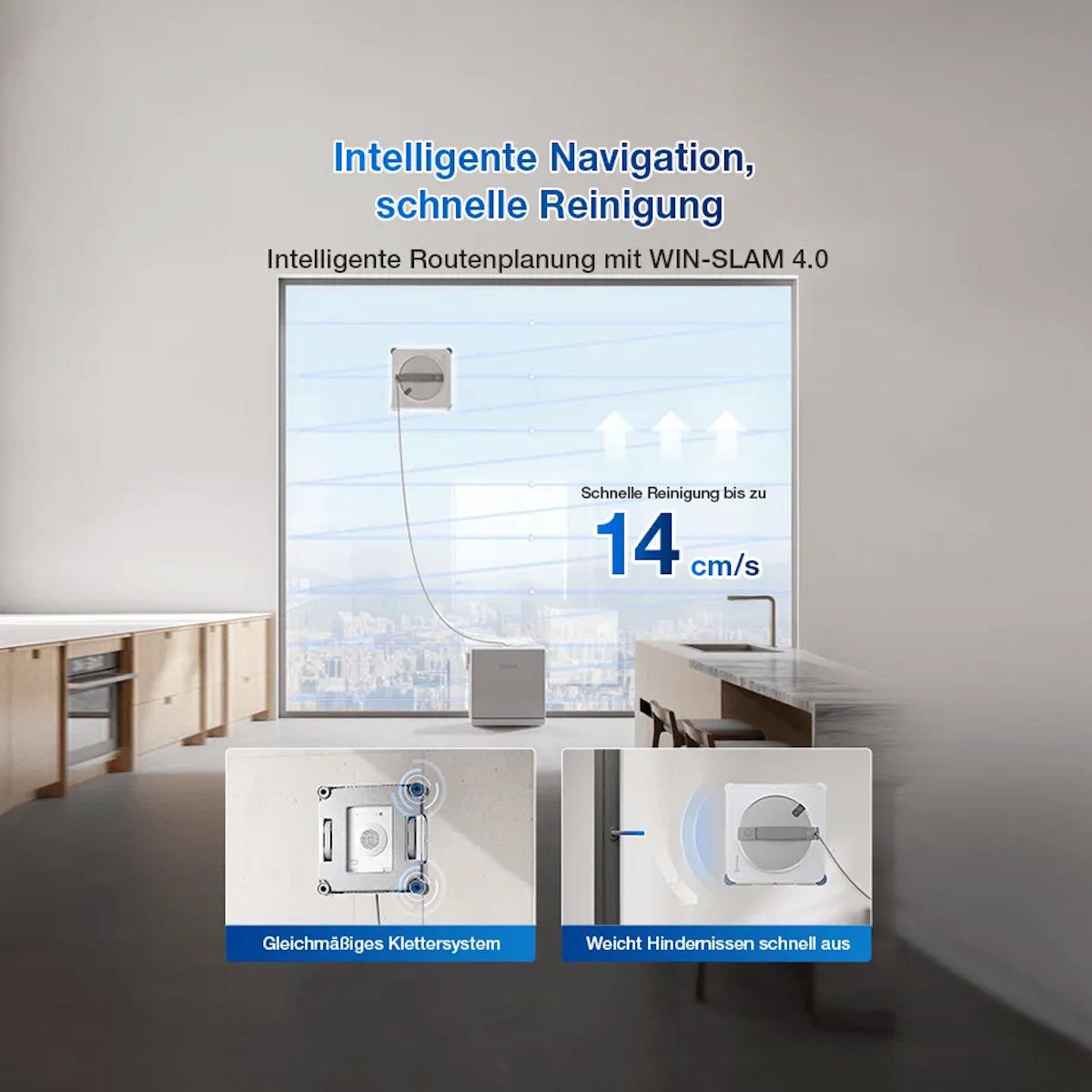 Ecovacs WINBOT W2S OMNI Window Cleaning Robot – WIN-SLAM 4.0, 6-nozzle spray, 8,000 Pa, app control, battery operation