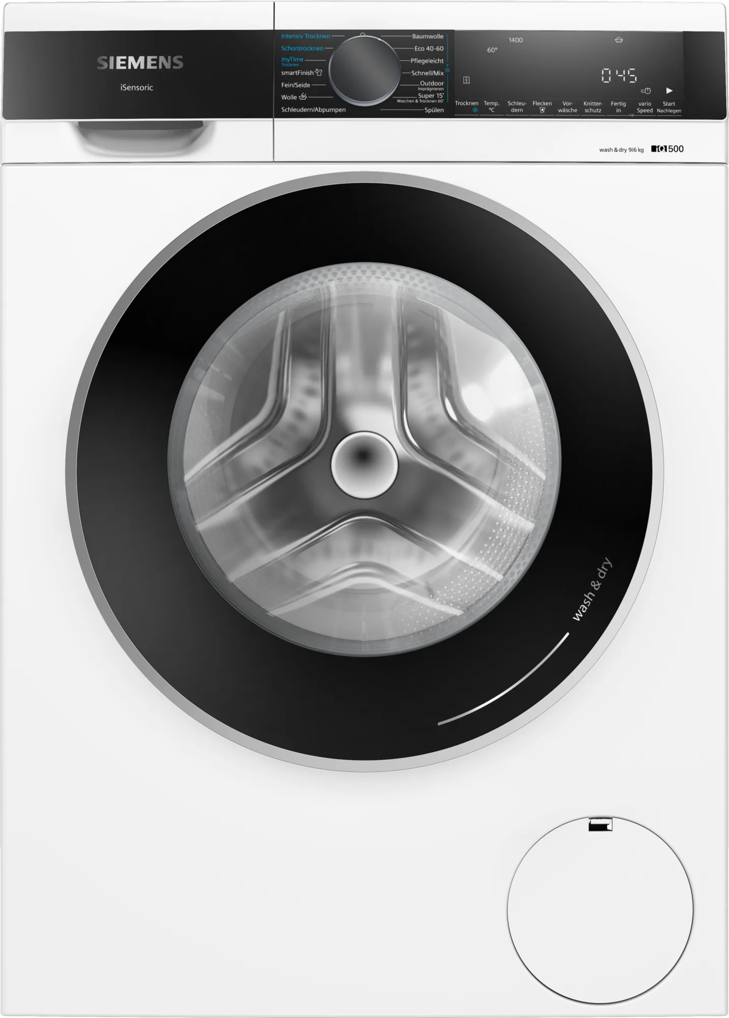Siemens WN44G240 iQ500 washer dryer, 9/6 kg, 1400 rpm.
