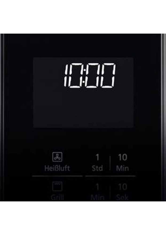 Nahaufnahme des digitalen Displays der Panasonic NN-CT56 mit Anzeige der Uhrzeit 10:00.