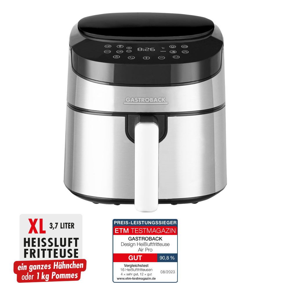 13cV9yh0ZbuzGj Gastroback 42582 Design XL Heißluftfritteuse Air Pro, 3.7 Liter Füllvolumen