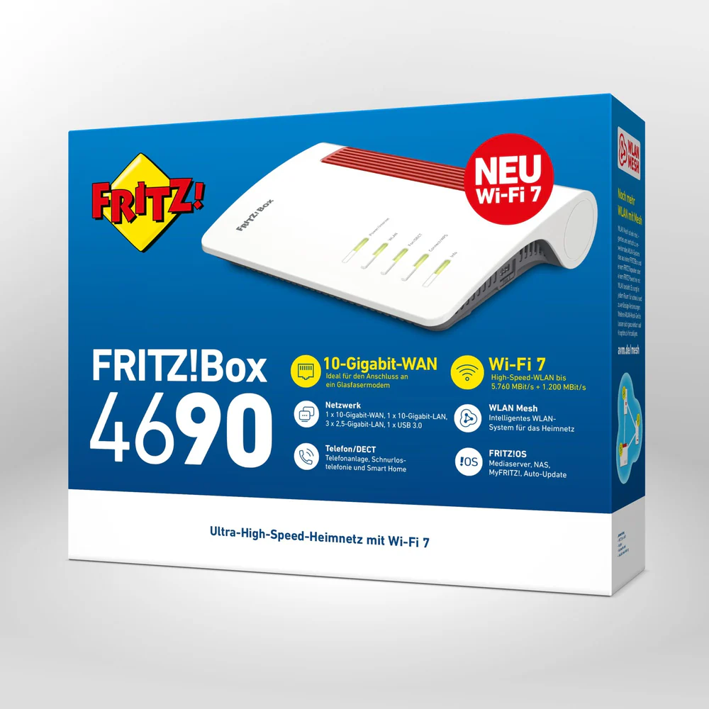 Box FRITZ! 4690 WLAN-Router Dual-Band (2,4 GHz/5 GHz) Rot, Weiß