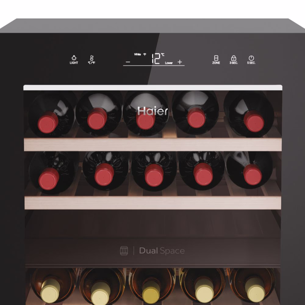 Haier HWS42GDAU1 Wine Cooler | 50 SERIES 7 | Dual Temperature Zones | Natural Airflow System | hOn App Control | Anti-Vibration | 50 cm Width