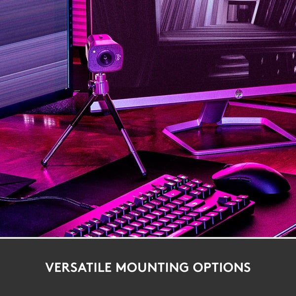 Flexible Montageoptionen Logitech StreamCam Graphit vielseitig montierbar an Monitor oder Stativ