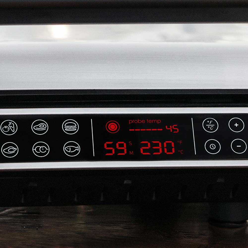 Digitalanzeige und Touchscreen-Bedienung Bedienfeld des GASTROBACK Kontaktgrills mit Temperaturregler