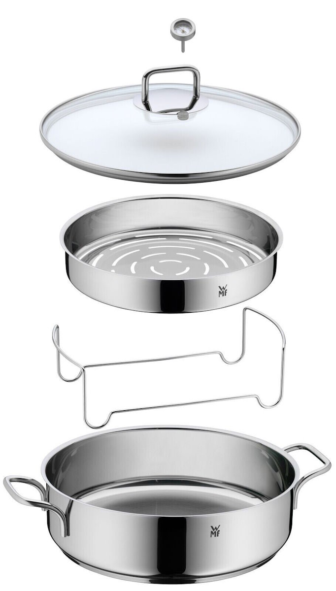 WMF Select it! Dampfgarer Bräter mit Deckel backofengeeignet 5l, Induktion, Glasdeckel, Garthermometer, Garblech