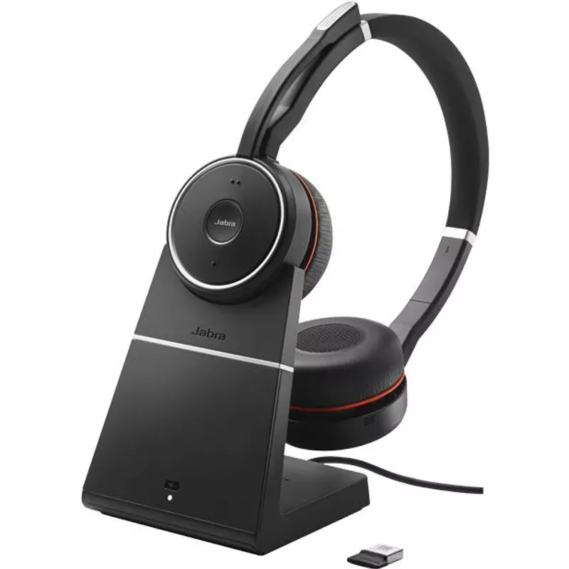 Jabra Evolve 75 UC Stereo - Headset - Kabellos inkl. Link 380a, Ladestation, Bluetooth, ANC