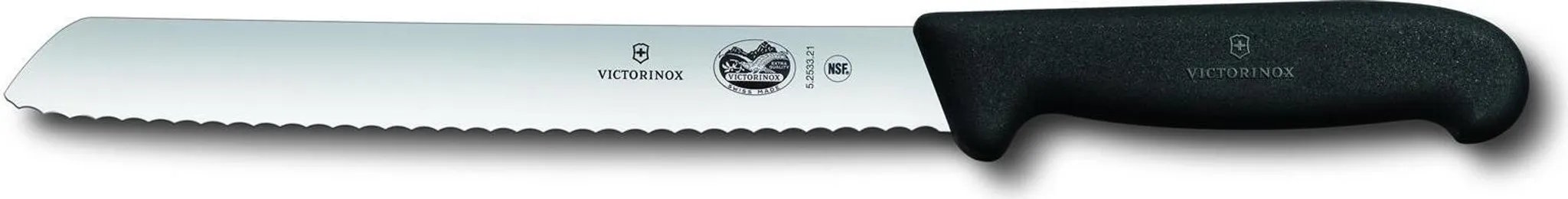 Ergonomischer Fibrox-Griff Nahaufnahme des rutschfesten Fibrox-Griffs vom Brotmesser