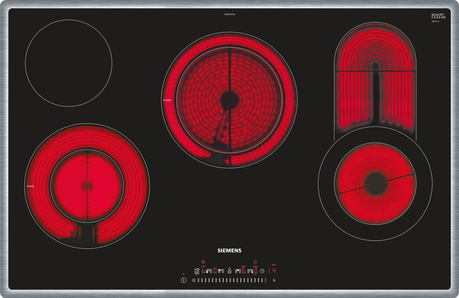 SIEMENS ET845FCP1D Elektro-Kochfeld von SCHOTT CERAN® iQ300, 80 cm, Schwarz