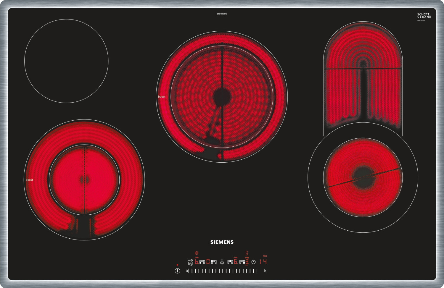 siemens-et845fcp1d-1 SIEMENS ET845FCP1D Elektro-Kochfeld von SCHOTT CERAN® iQ300, 80 cm, Schwarz