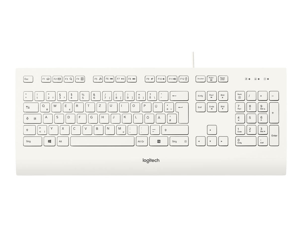 Logitech K280e Business USB Tastatur weiss - Komfortable flache Tasten