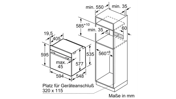 SIEMENS HB634GBS1 iQ700 Einbau Maße Schrank