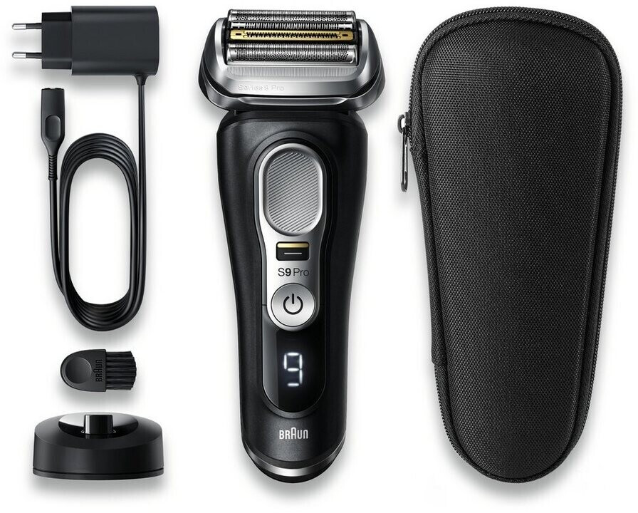 Braun Series 9 Pro 9410s wet and dry shaver with charging station and travel case, black
