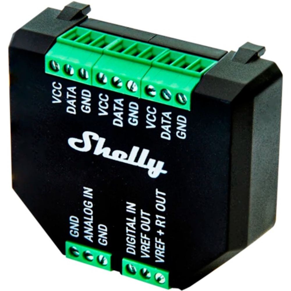 Shelly Plus Add-on Sensorschnittstelle | Kompatibel mit Shelly Plus & Gen3/4 Relais | Galvanisch getrennt | 1-Wire für 5x DS18B20 | Analog & Digital