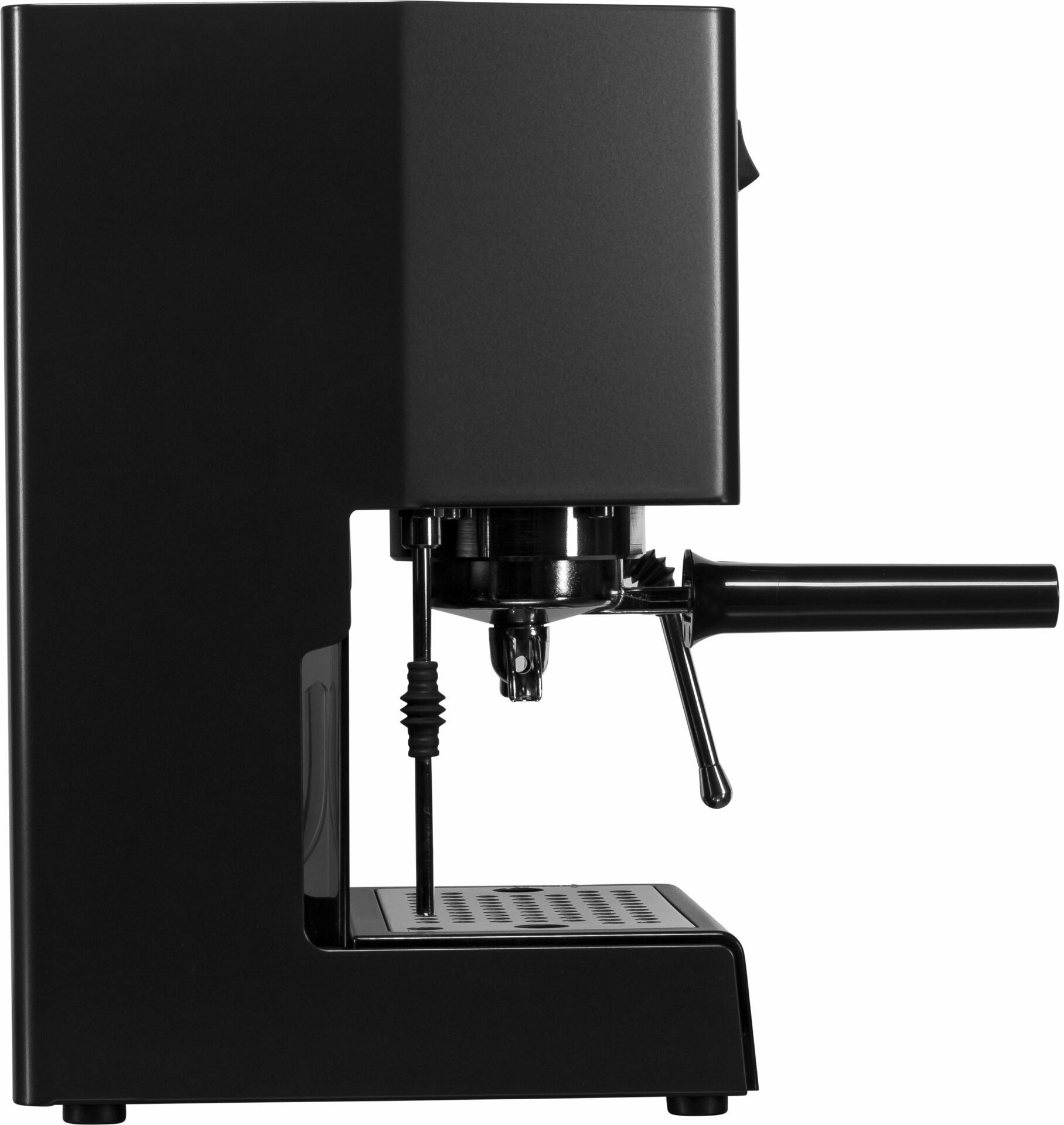 Siebträger und Brühgruppe der Gaggia New Classic Evo Black - Seitenansicht 