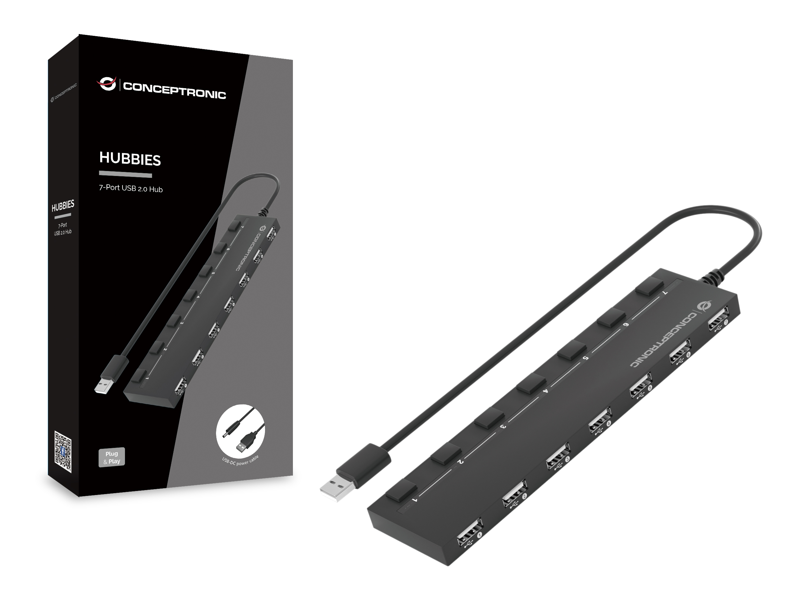 Conceptronic HUBBIES 7-Port-USB-2.0-Hub
