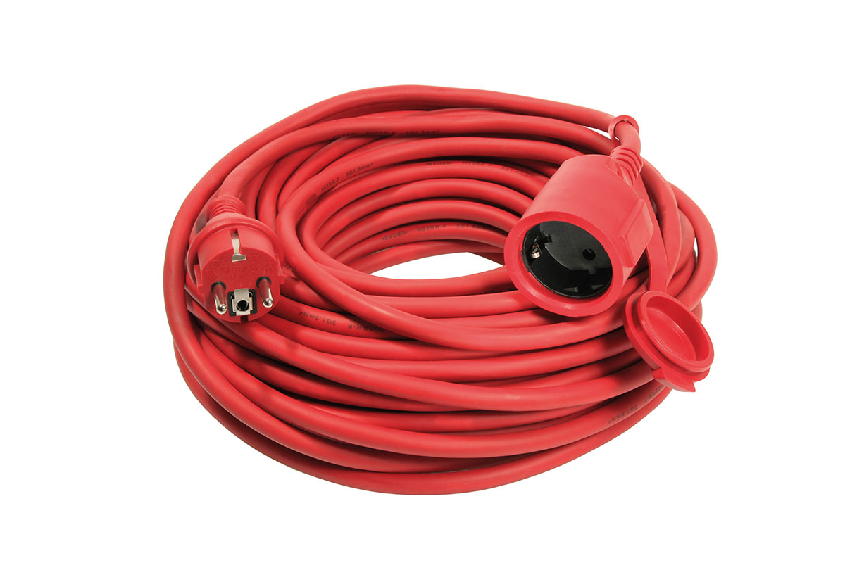 AS Schwabe Strom-Verlängerungskabel IP44 5m, H07RN-F 3G 1,5mm², Gummi, rot