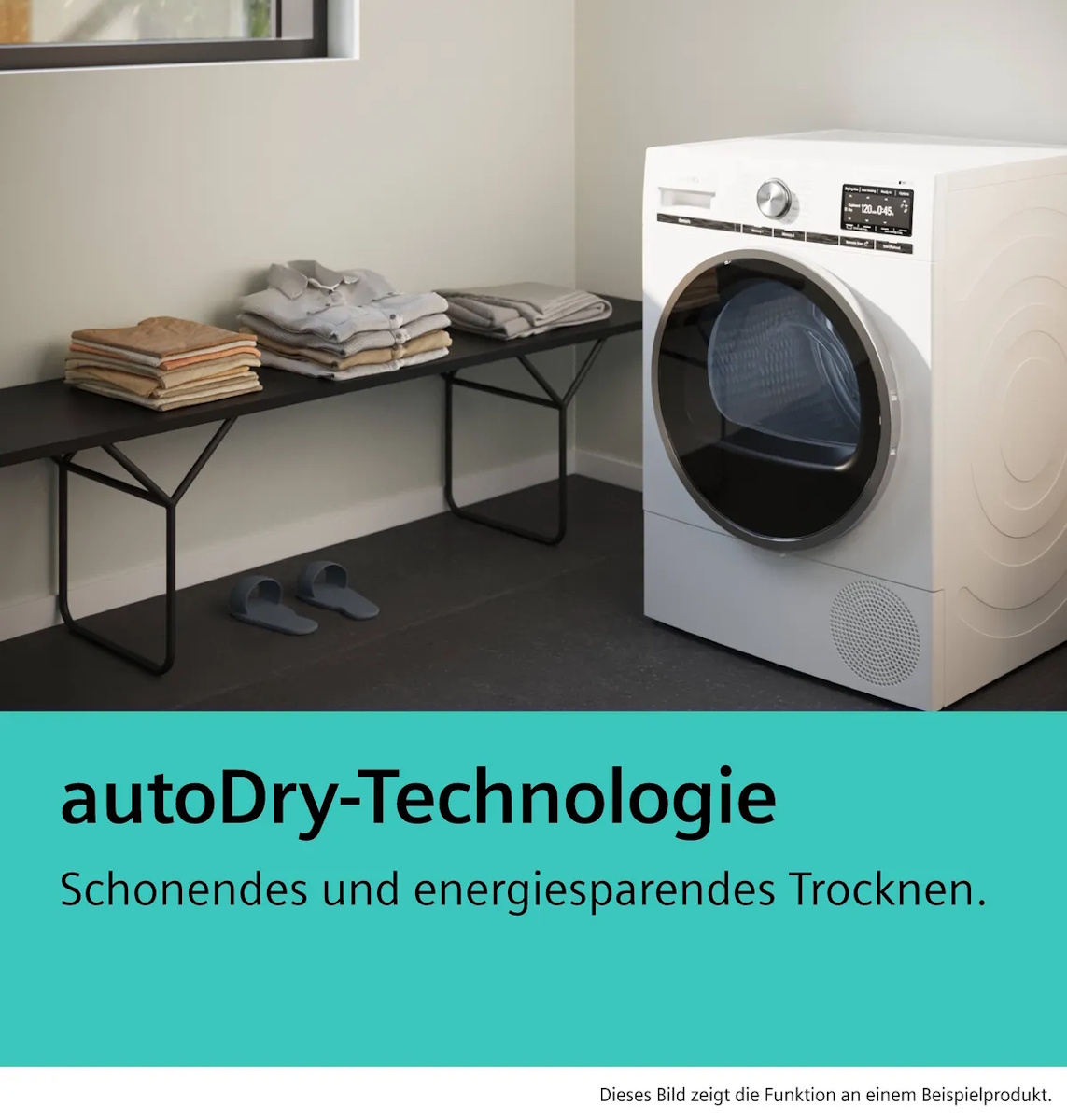 smartFinish-Funktion zur Reduzierung von Falten und Bügelaufwand durch Dampfbehandlung.