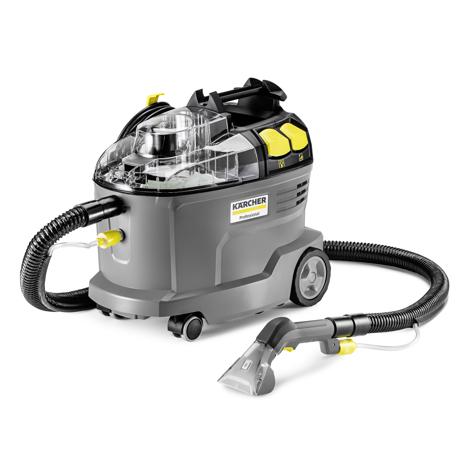 Kärcher Puzzi 8/1 Polsterreiniger Kärcher Puzzi 8/1 Waschsauger mit ergonomischer Polsterdüse zur Reinigung von Teppichen und Polstern.